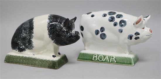 Two Rye pottery pigs